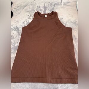 Athleta Renew Racerback tank. Ribbed High Neck Tank Top - medium  Brown. Size S